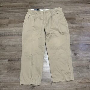 Polo Ralph Lauren Mens Pleated Khaki Chino Pants Tan 37x25